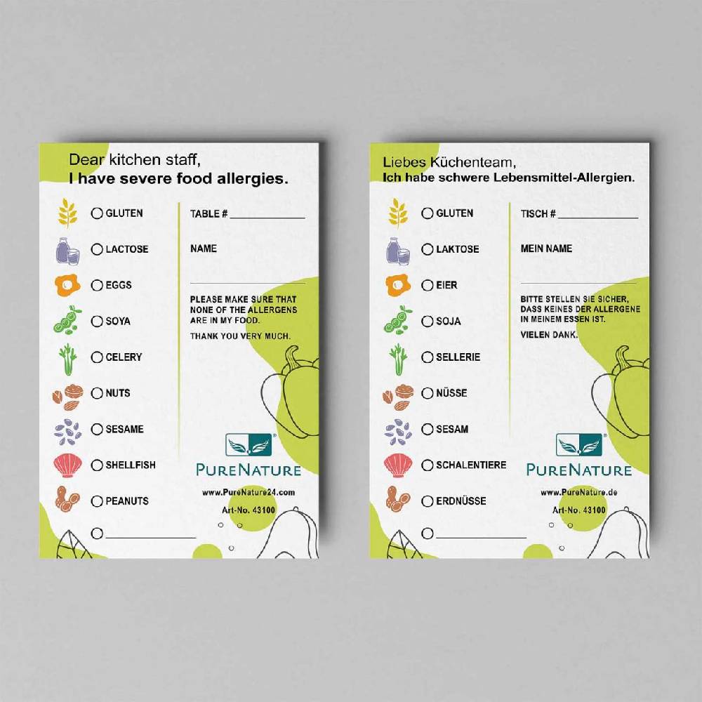 Purenature PureNature Allergy Card In Language DE / EN
