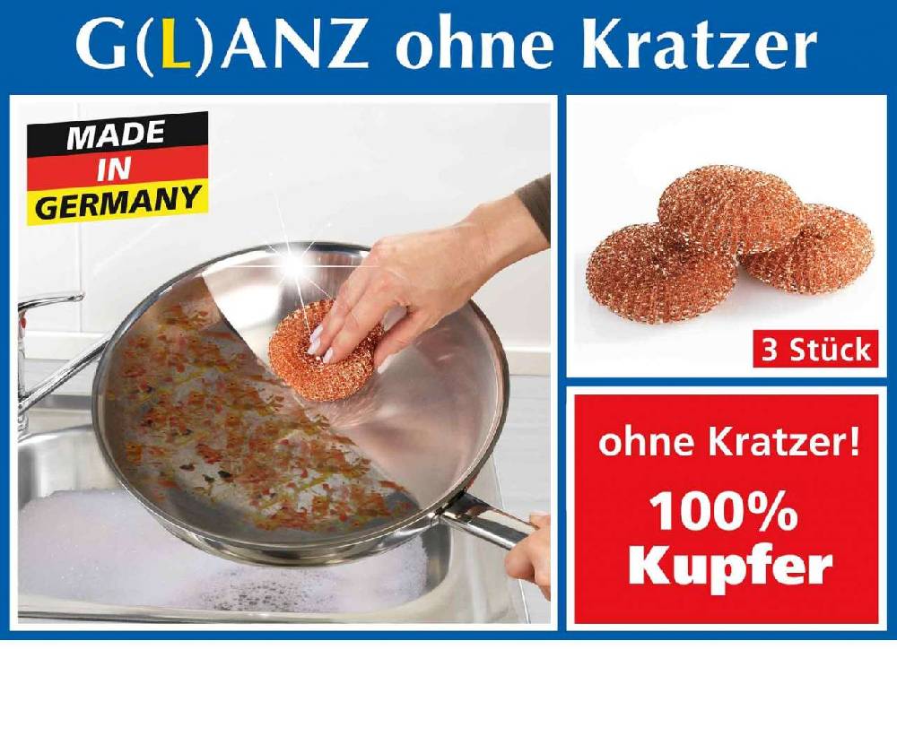 Purenature PureNature Copper Sponge In Set Of 3 - Cleans Without Scratches