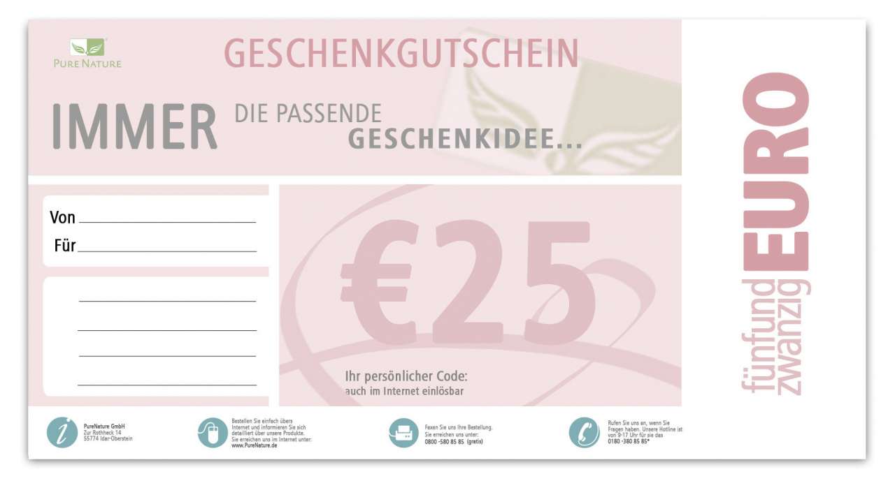 purenature Gift Certificate Value: 25,00 Euro