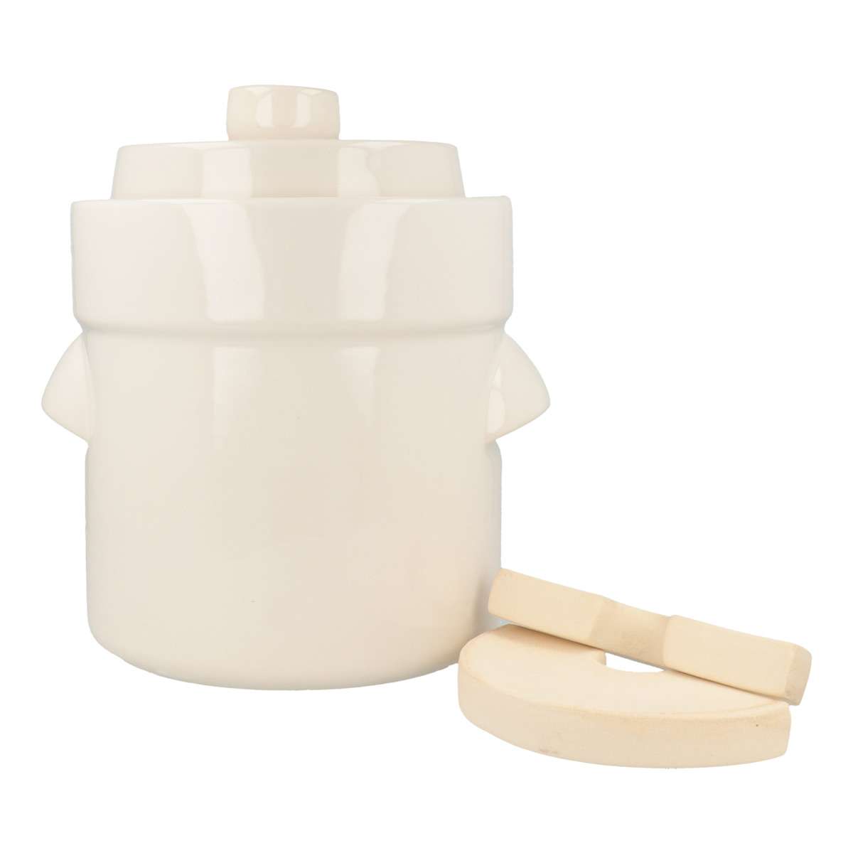 Purenature PureNature Rum Pot/fermenting Pot Straight, With Stone, Cream Colored