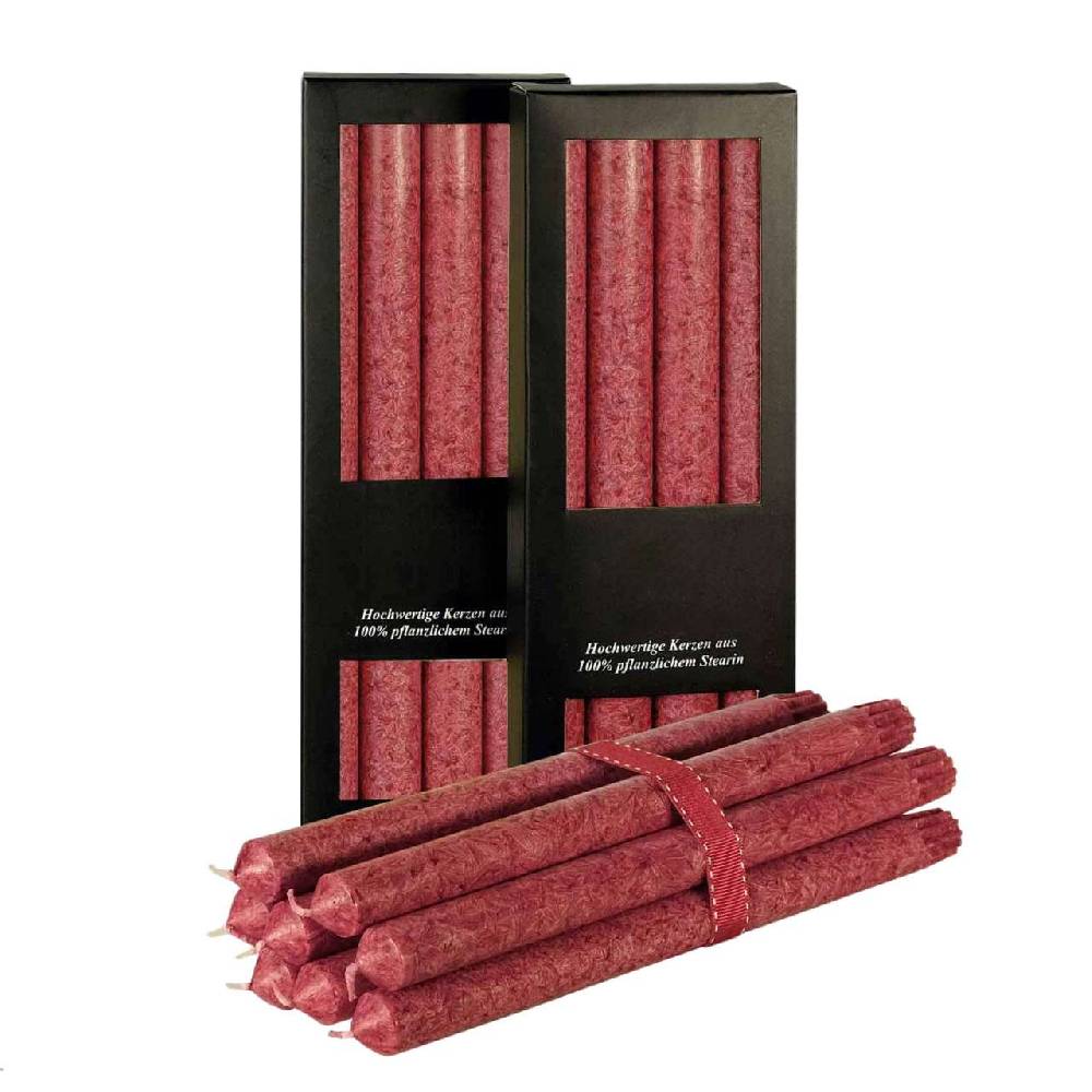 purenature Stearin Stabkerze 4er Set, dunkelrot
