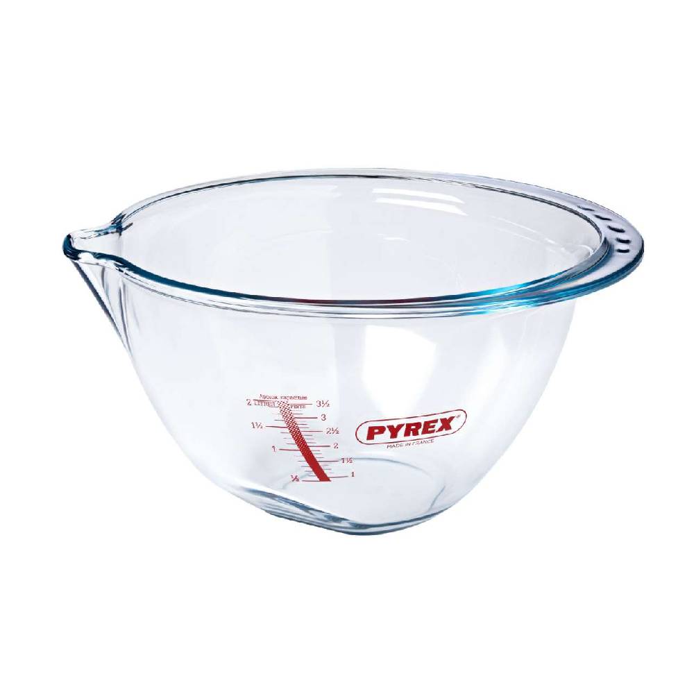 pyrex Pyrex bowl made of thick-walled borosilicate glass with wide spout & handle