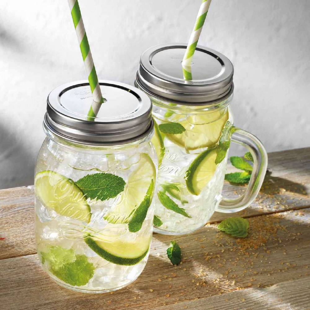 Quattro-stagioni Quattro Stagioni Vintage Glass Jars With Lids & Handles 400ml