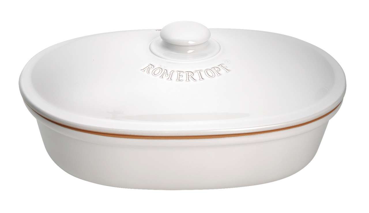 roemertopf Clay Bread Crock Oval (White)