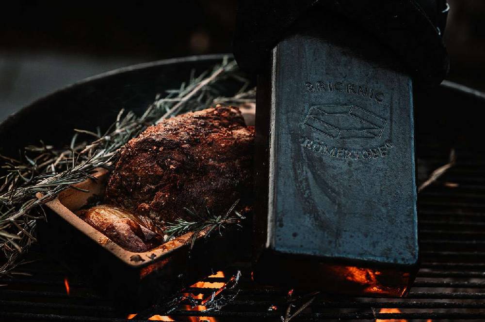 Roemertopf Roman Pot Brick, Black Glazed