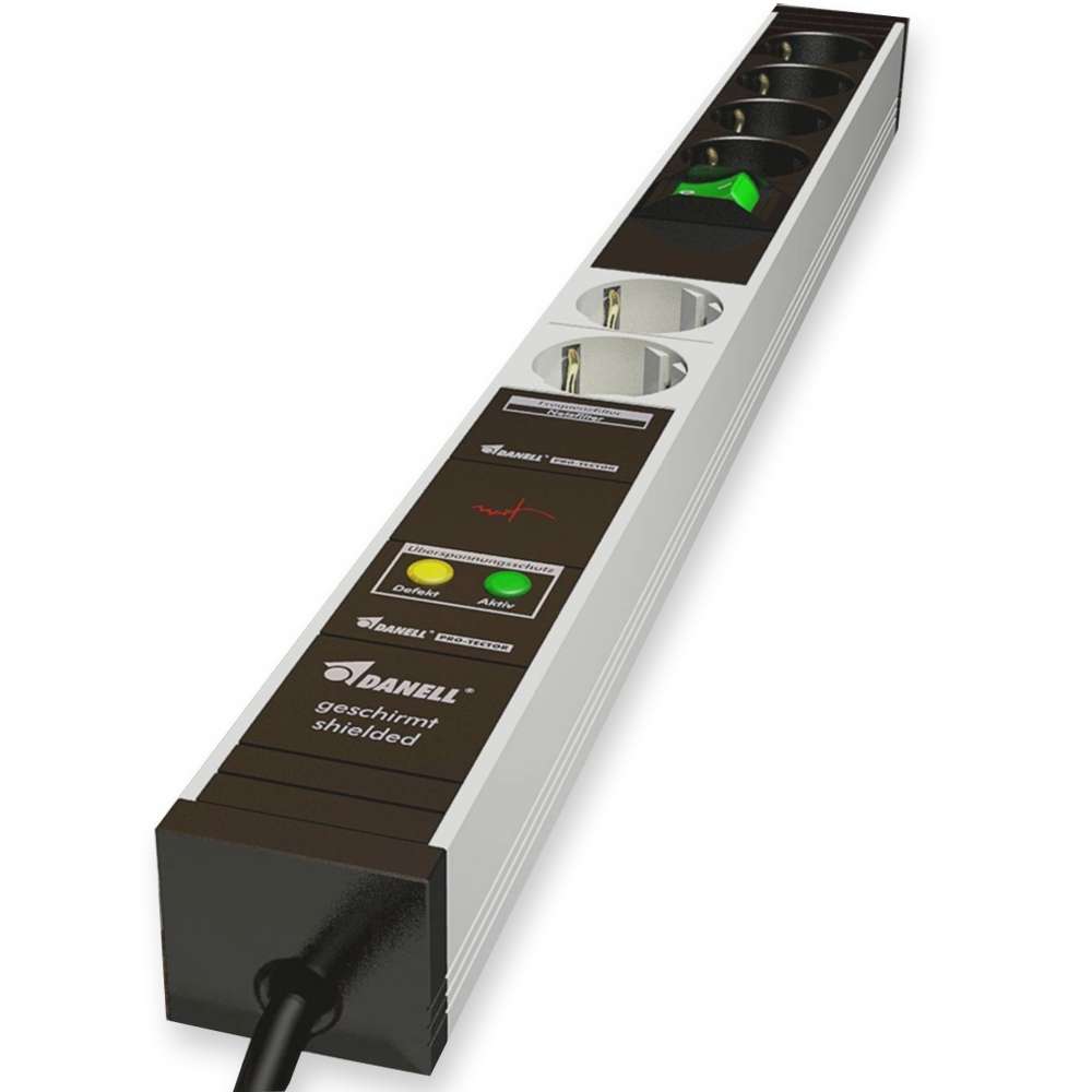 danell Shielded socket strip with overvoltage protection 6-fold
