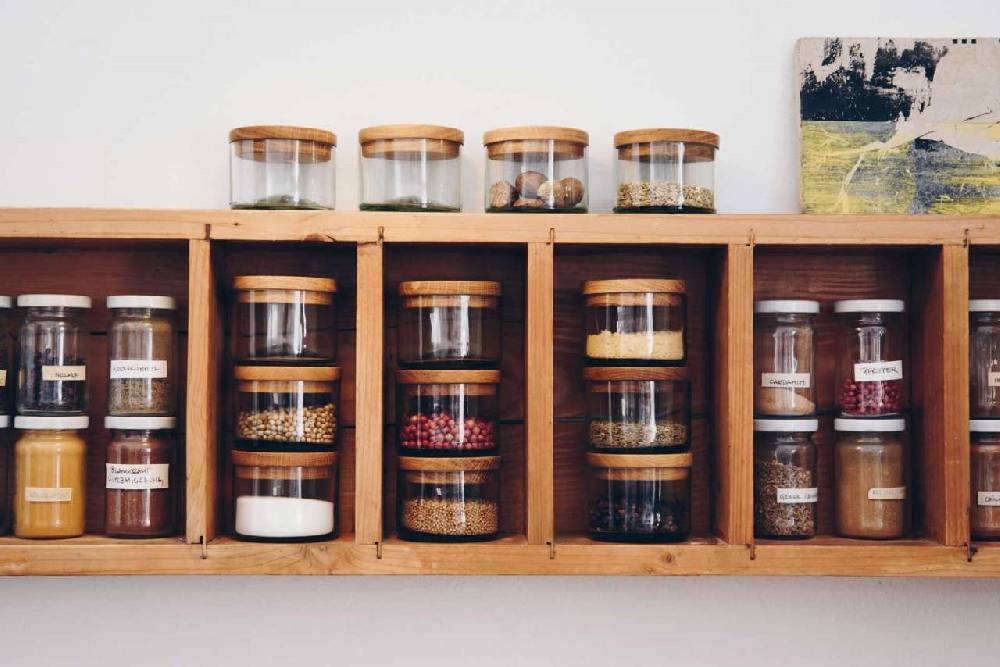 Side-by-side Side By Side - Glass Jar With Wooden Lid For Salt & Spices - Set Of 2