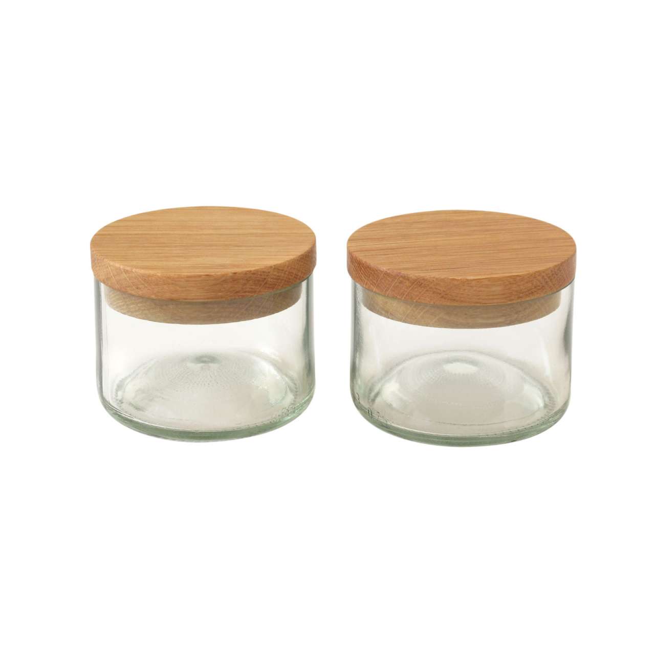 side-by-side Side by Side - Glass jar with wooden lid for salt & spices - set of 2
