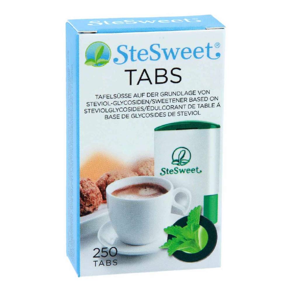 stesweet Stevia Tabs in a dispenser, 250 tablets