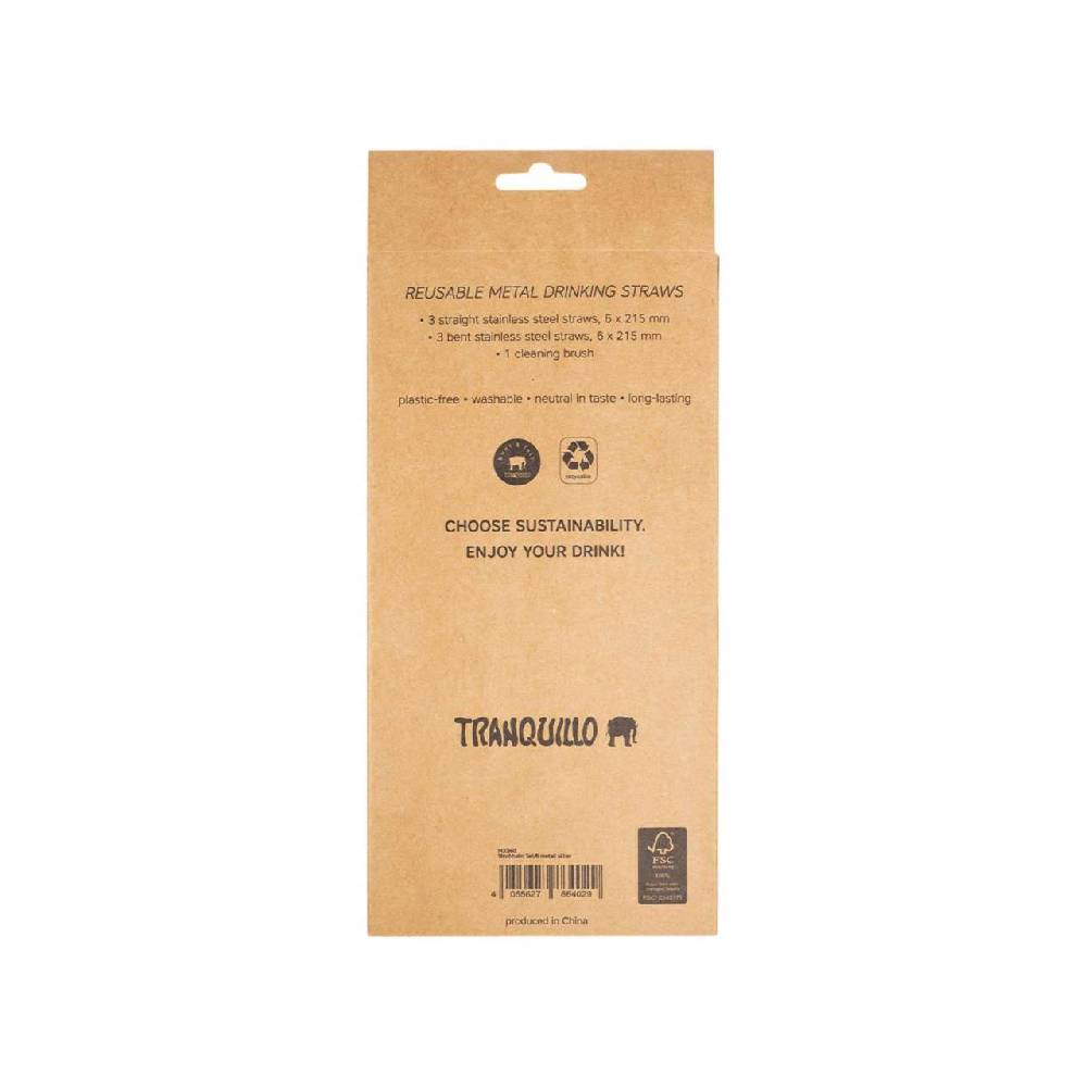Tranquillo Tranquillo Straw Set 6 Pieces, Stainless Steel