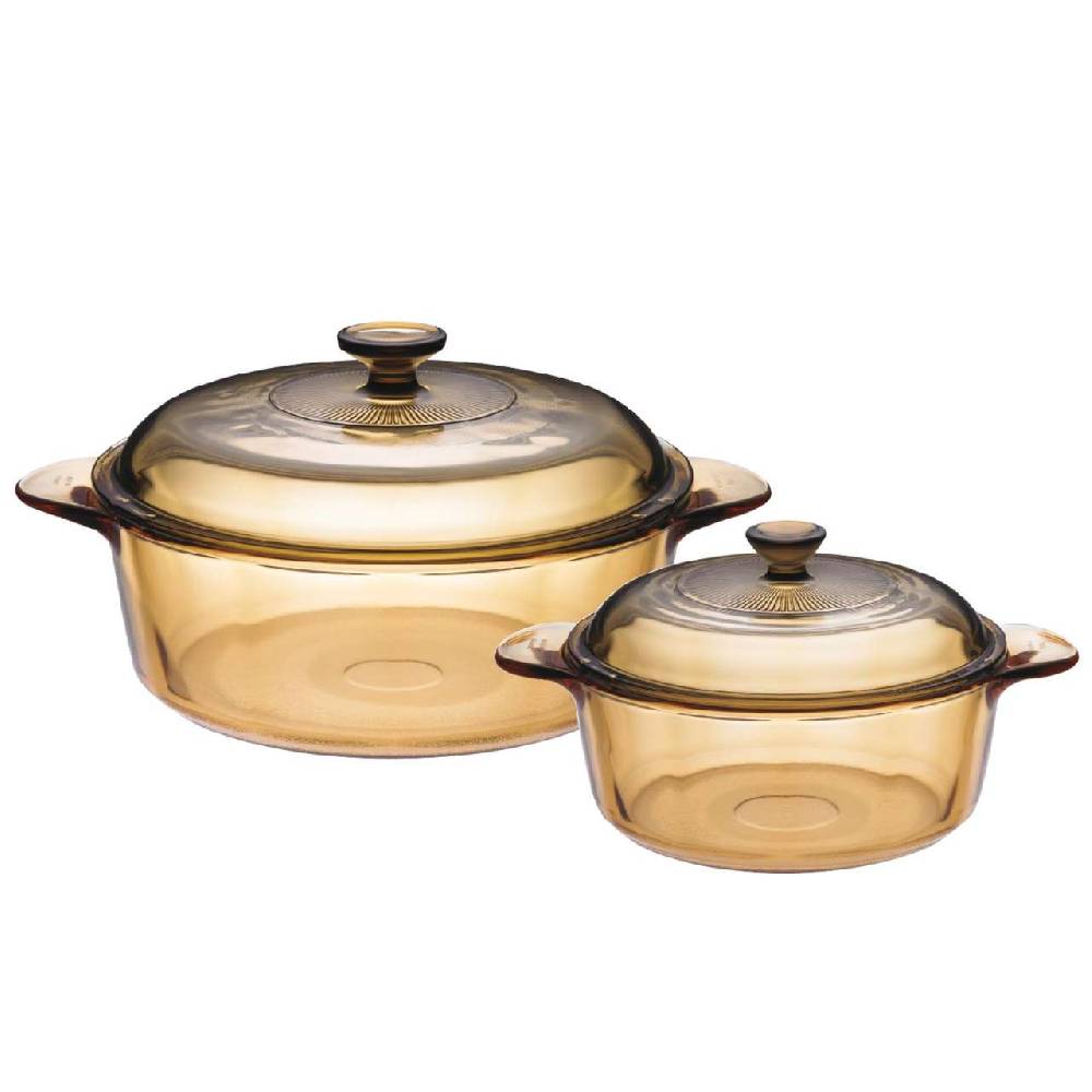 visions Visions Glass Casserole Dish Set - 2 Pots for Soup & Roast