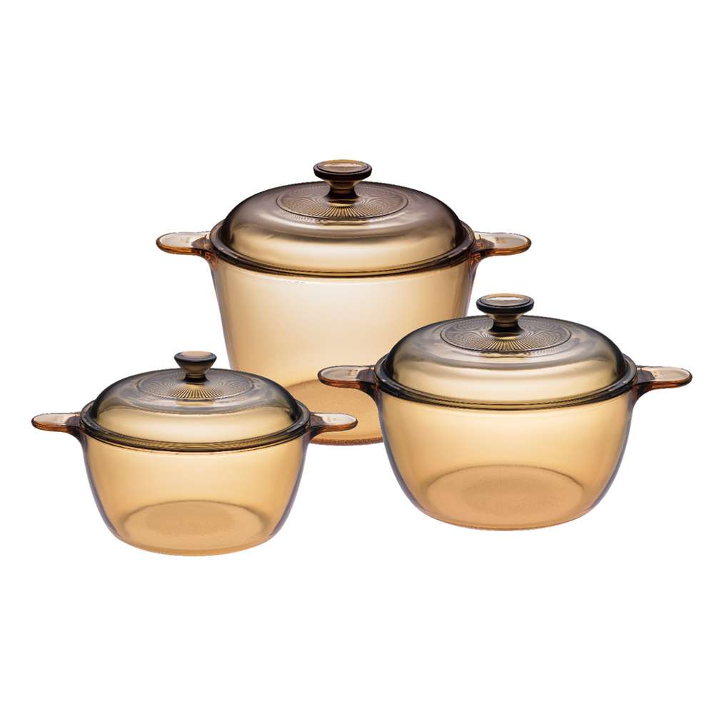 visions Visions Glass Cookware - Set of 3 Casserole Dishes with Lids