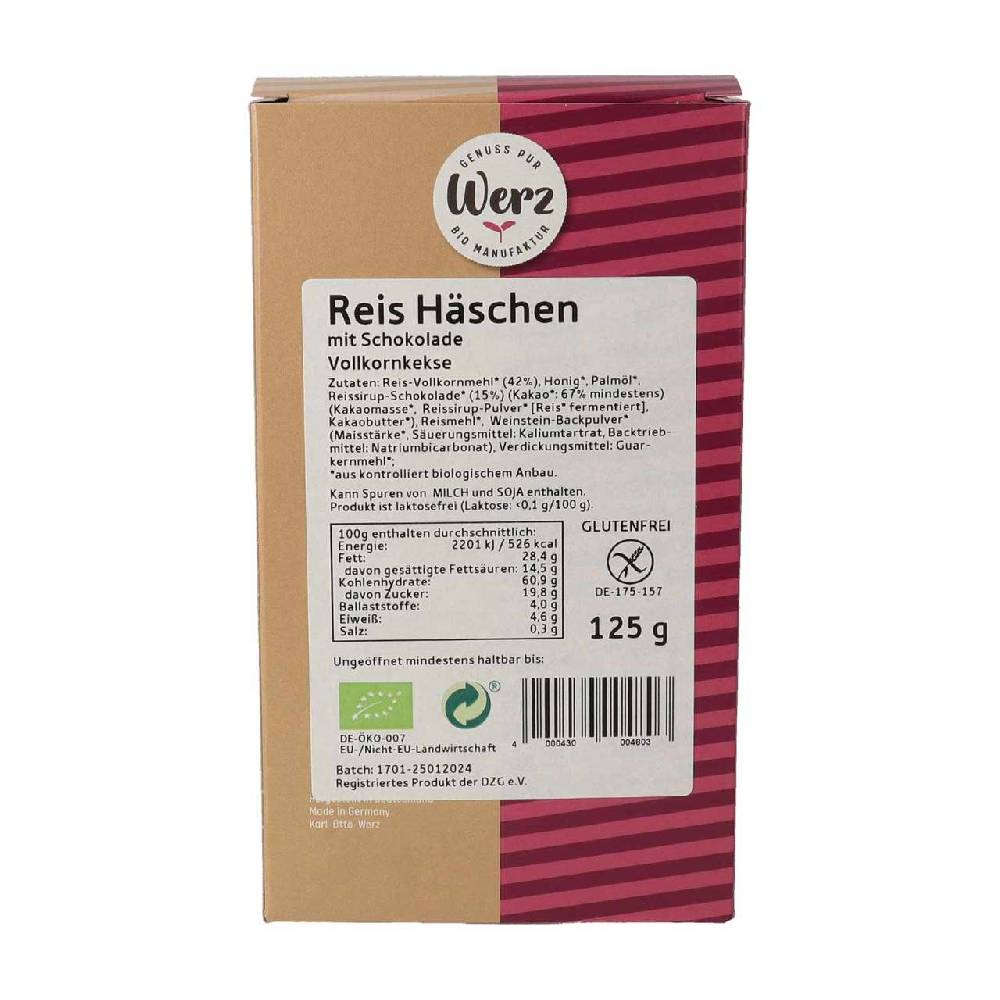 Werz Rice Chocolate Rabbit Biscuits Gluten-Free