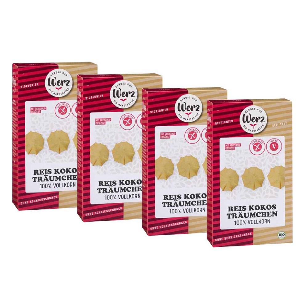 werz Rice Coconut Biscuits (4 x 125 grams)