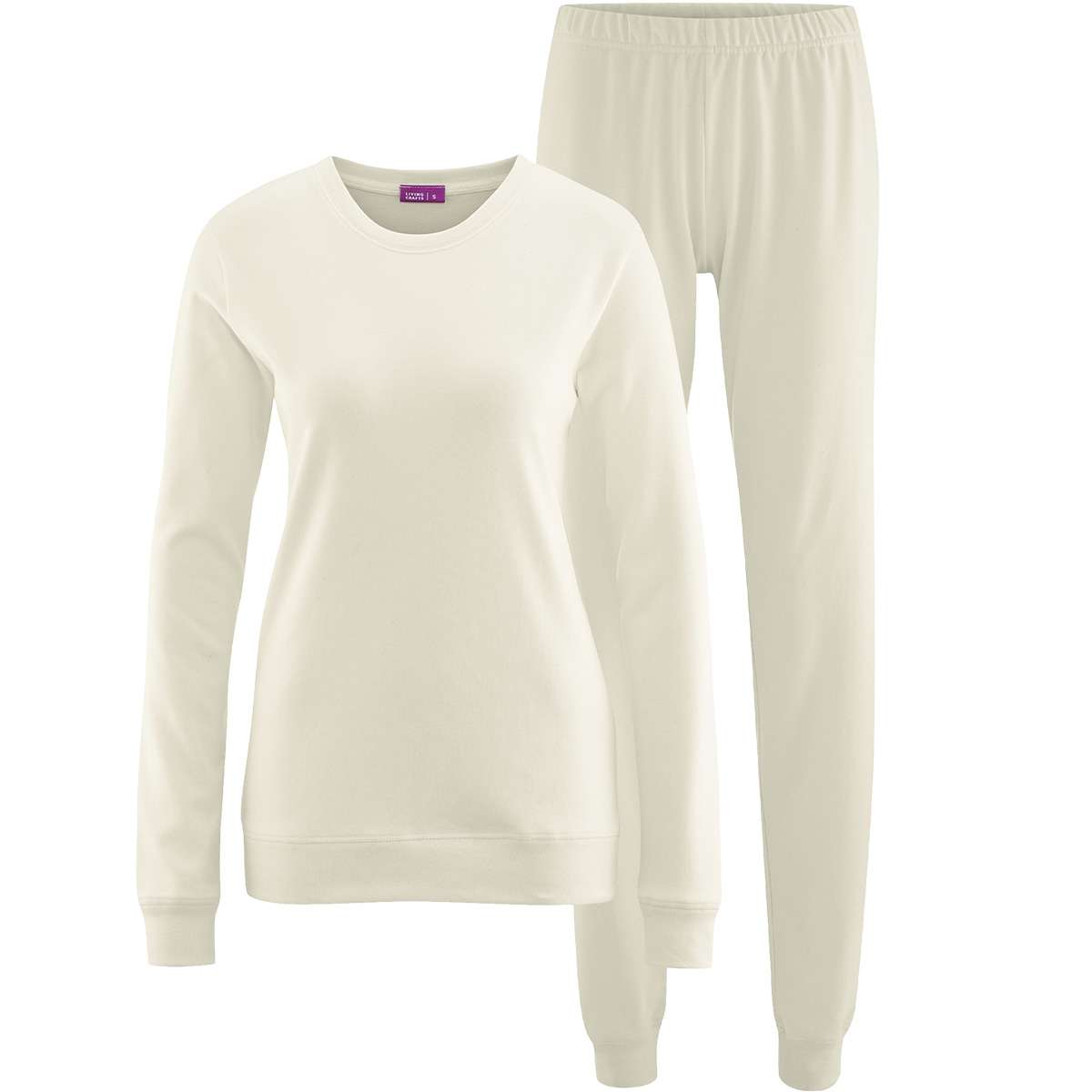 living-crafts Women's pajamas with organic cotton interlock cuffs keep you warm