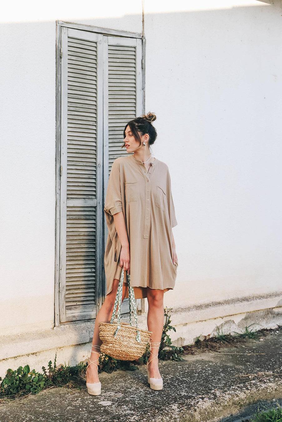 Liv Bergen Kleid Oversized In Safari