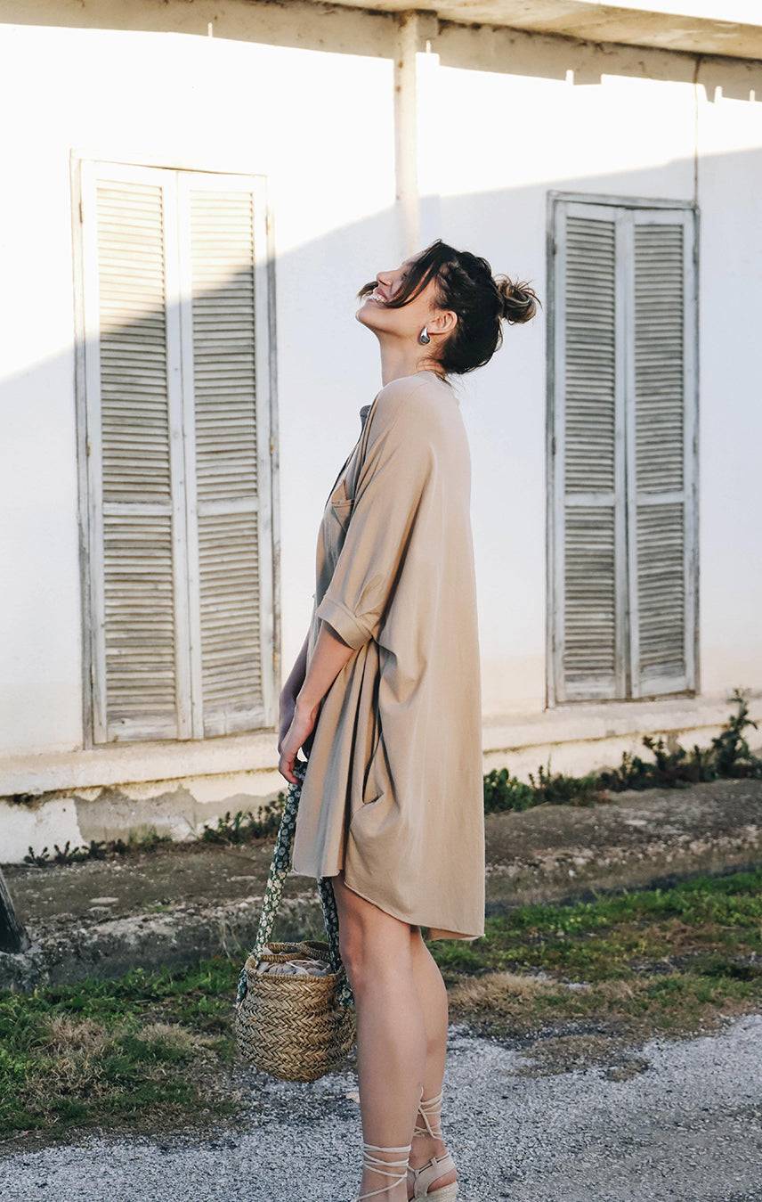 Liv Bergen Kleid Oversized In Safari