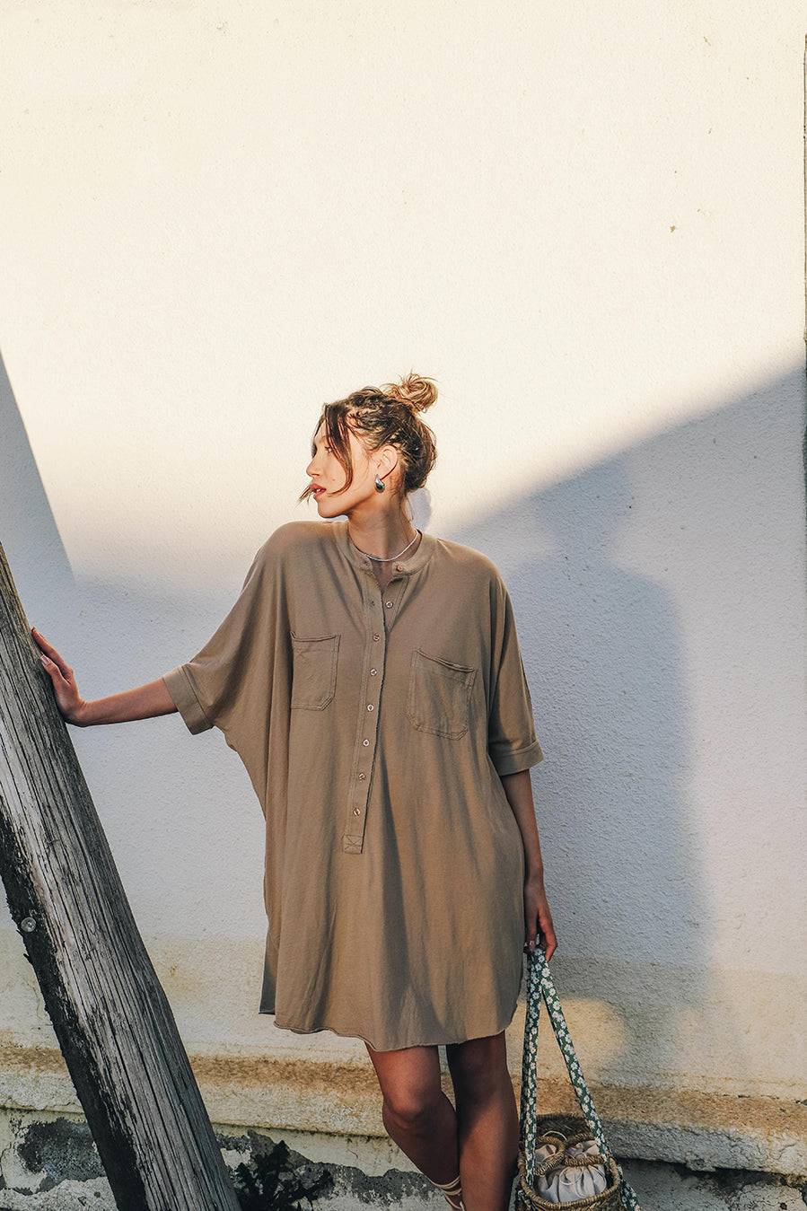 Liv Bergen Kleid Oversized In Safari