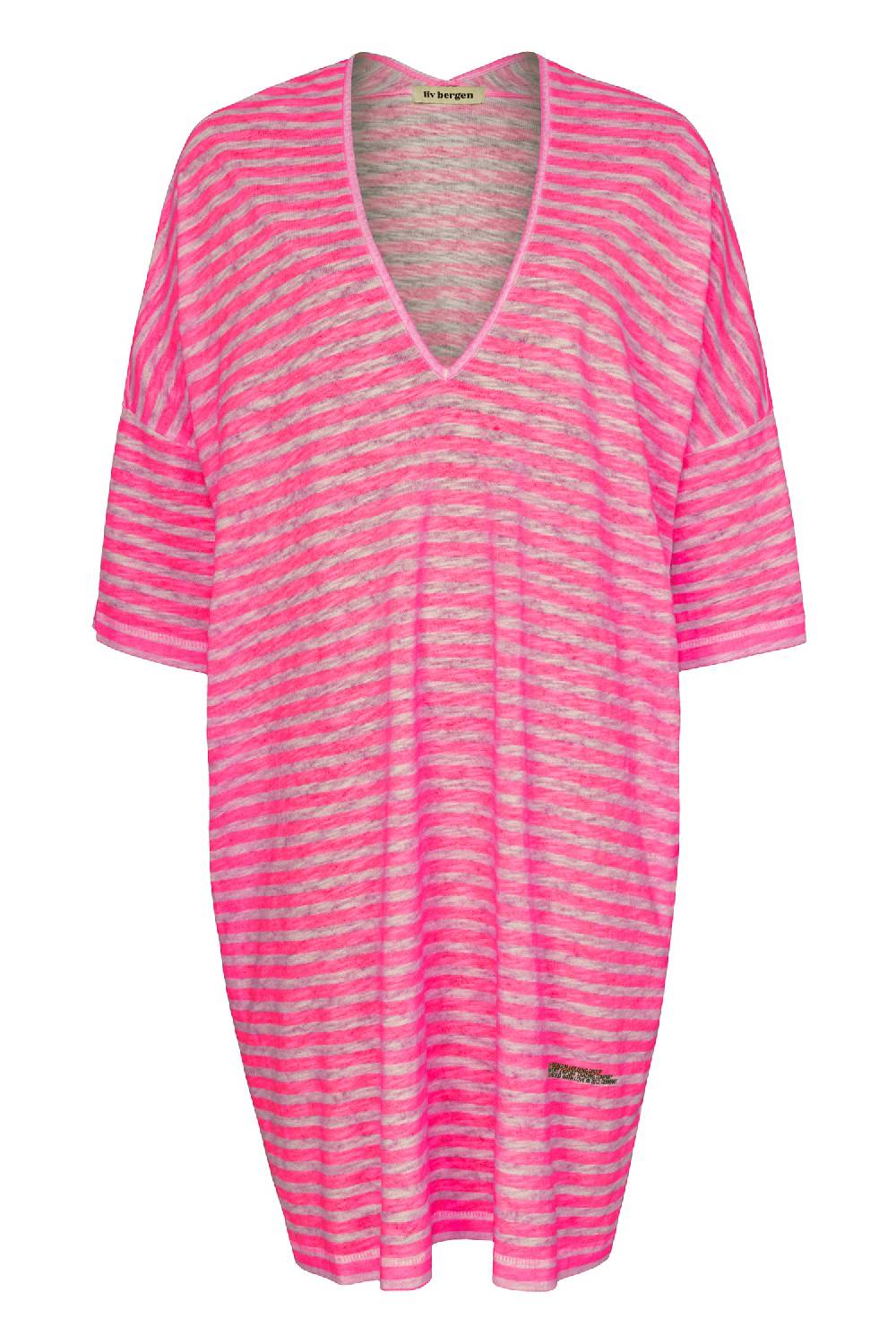 Liv Bergen Oversized Kleid In Stripe Neon Pink