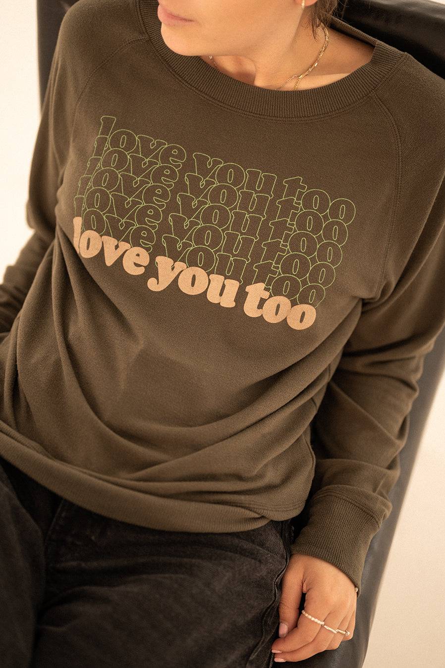 Liv Bergen Sweater LOVE In Greg Green