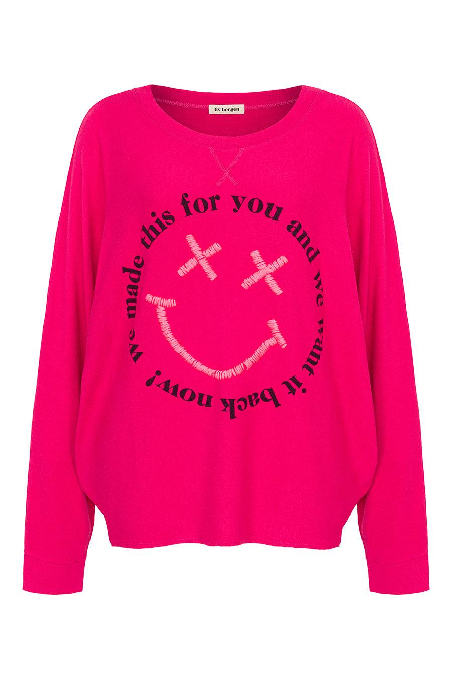 Liv Bergen Sweater Smiley In Pink Peacock