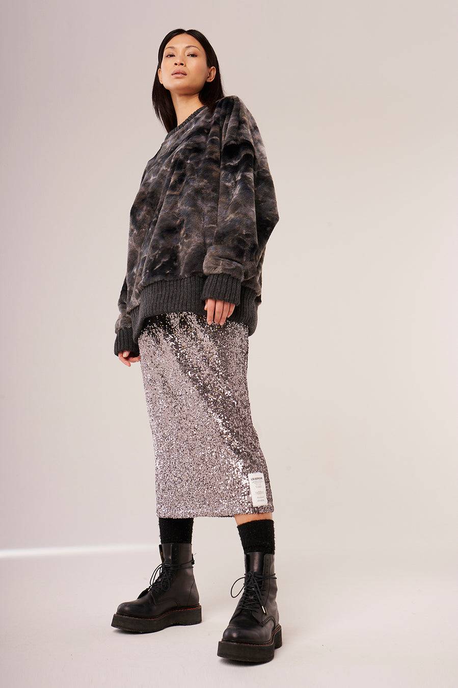 Liv Bergen Sweater Soft In Grey Batik