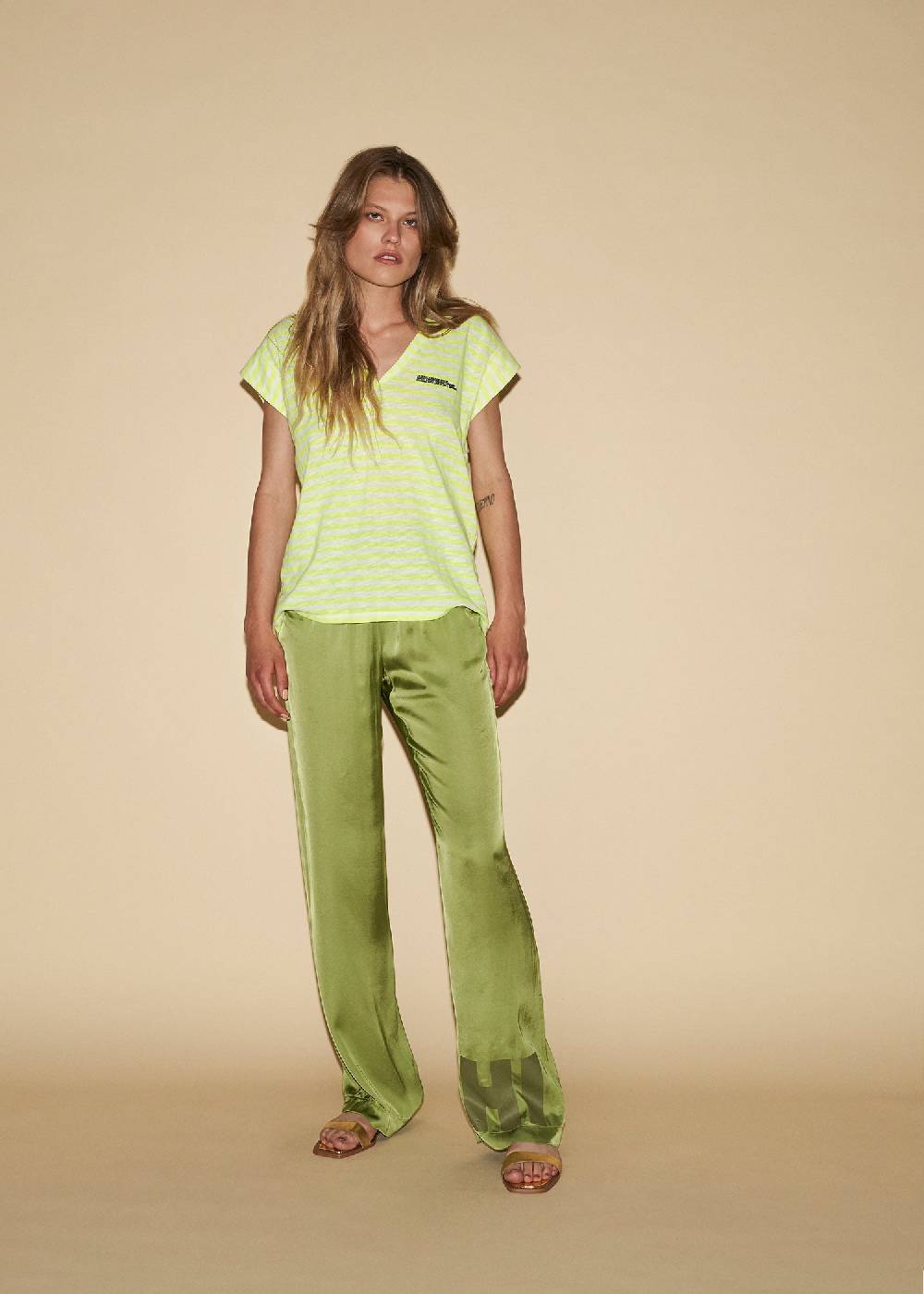 Liv Bergen T-Shirt Stripe In Neon Yellow