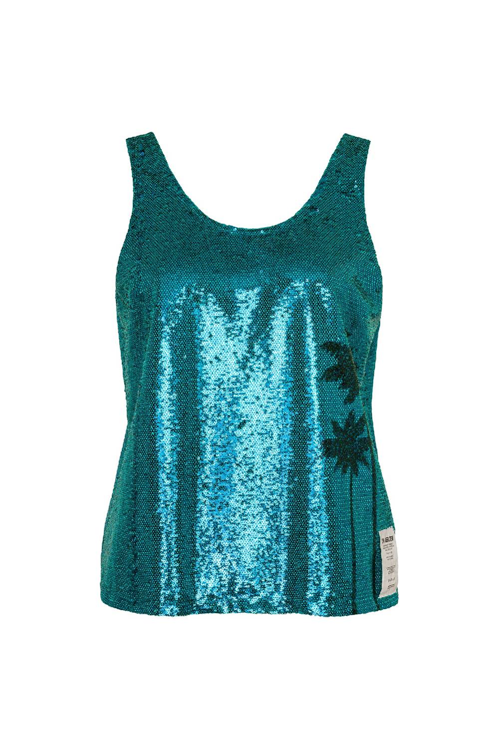 Liv Bergen Top Palms in turquoise