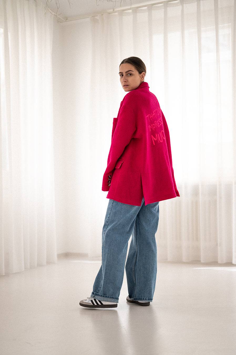 Liv Bergen Oversized Jacke "THAT DON'T IMPRESS ME MUCH" In Creme