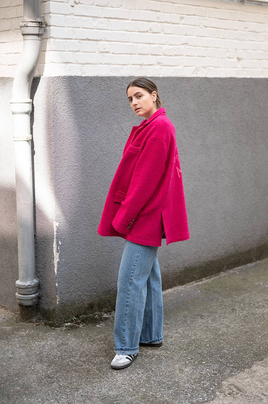 Liv Bergen Oversized Jacke "THAT DON'T IMPRESS ME MUCH" In Pink