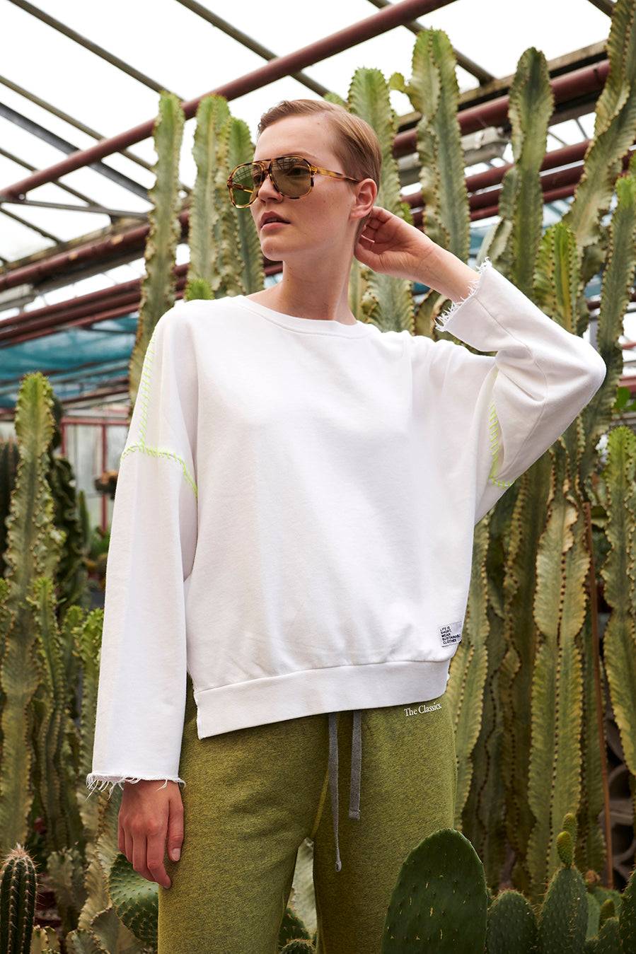 Liv Bergen Sweater "100% Organic Cotton" Handstitched In Emerald