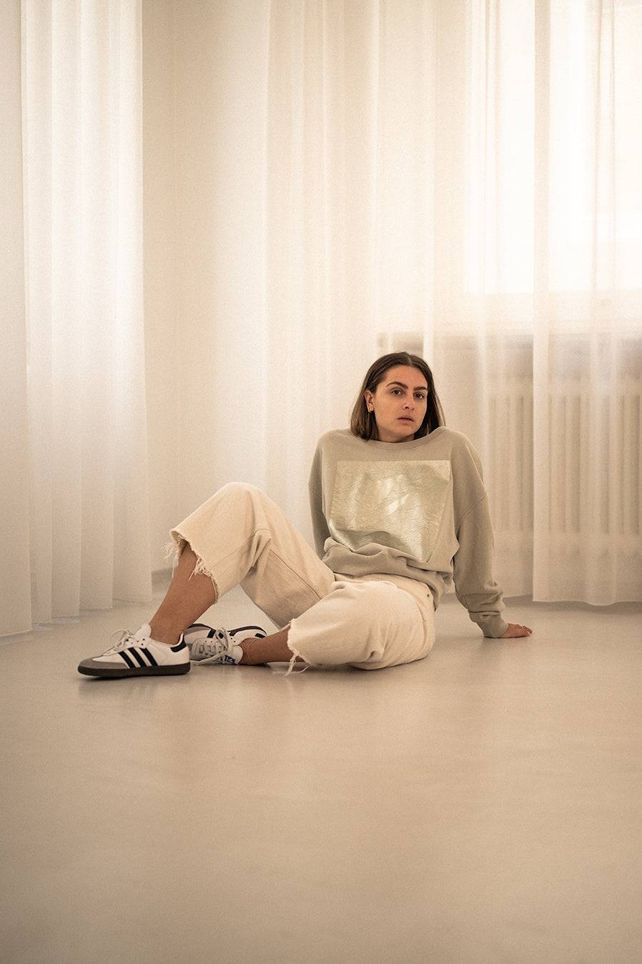 Liv Bergen Sweater Square "100% Organic Cotton" In Buttercreme