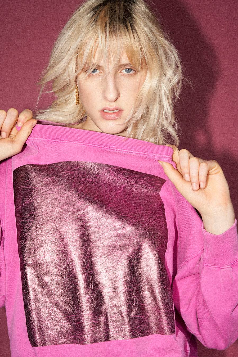 Liv Bergen Sweater Square "100% Organic Cotton" In Rose