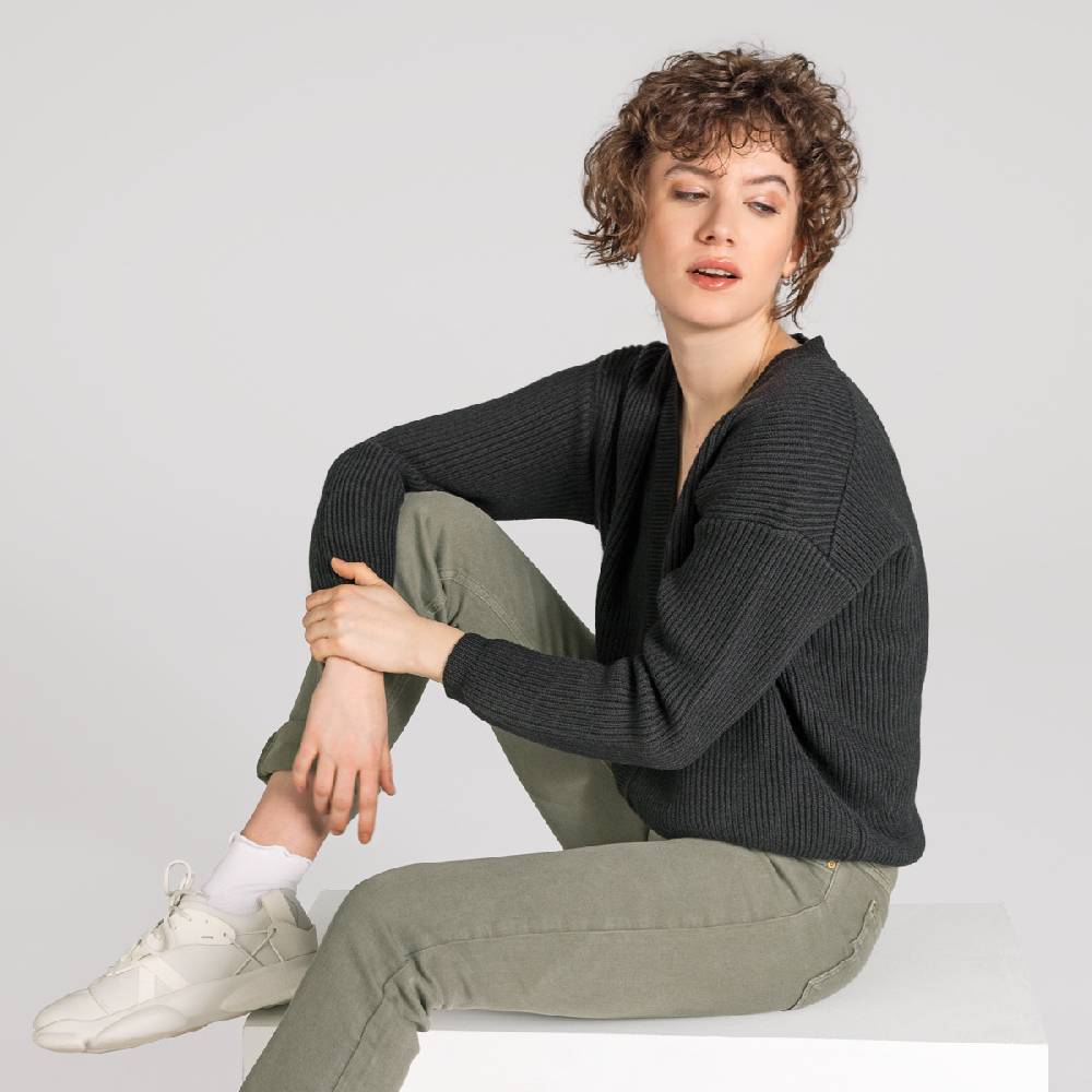 LIVING CRAFTS ALFREY - Strickjacke Boxy - Off Black