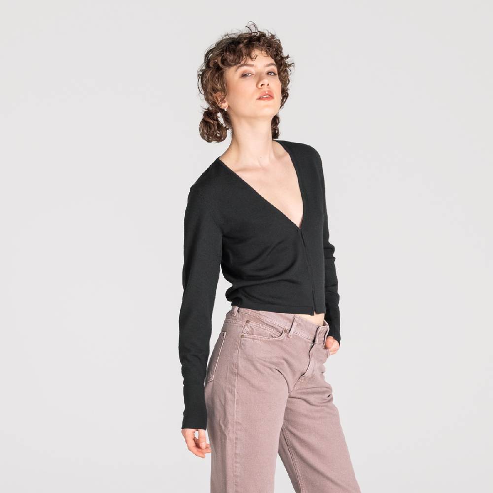 LIVING CRAFTS ALIZEE - Strickjacke - Off Black