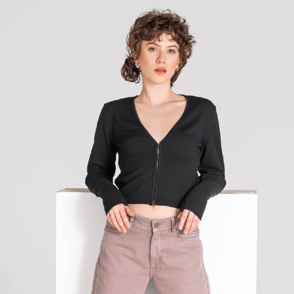 LIVING CRAFTS ALIZEE - Strickjacke - Off Black