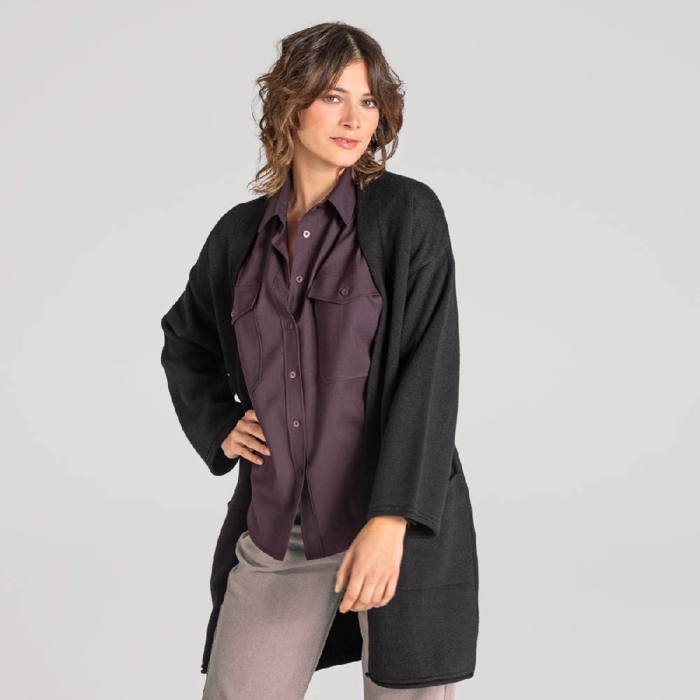 LIVING CRAFTS ANIEK - Strickjacke lang - Off Black