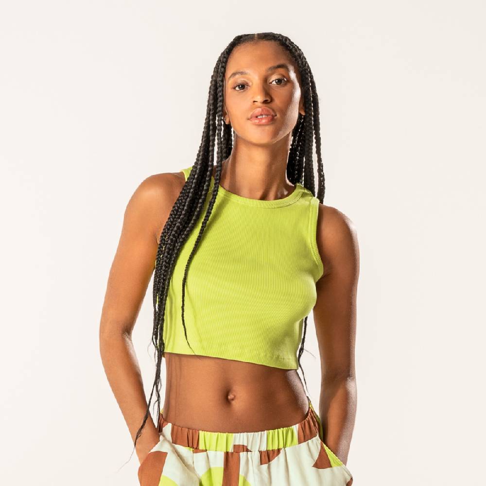 LIVING CRAFTS DEMI - Ripp-Crop-Top - Pear