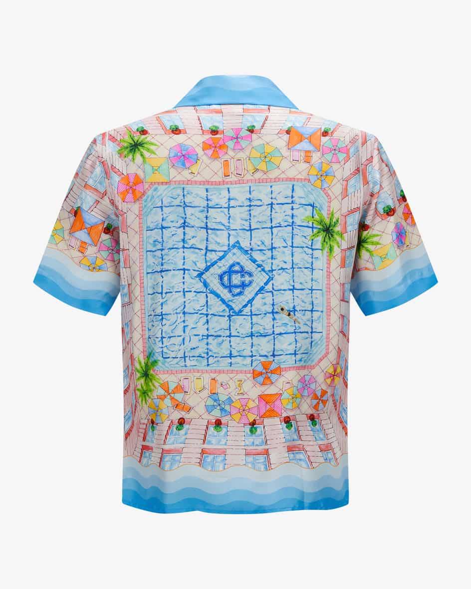 Casablanca Cuban Collar Short Sleeve Seidenhemd