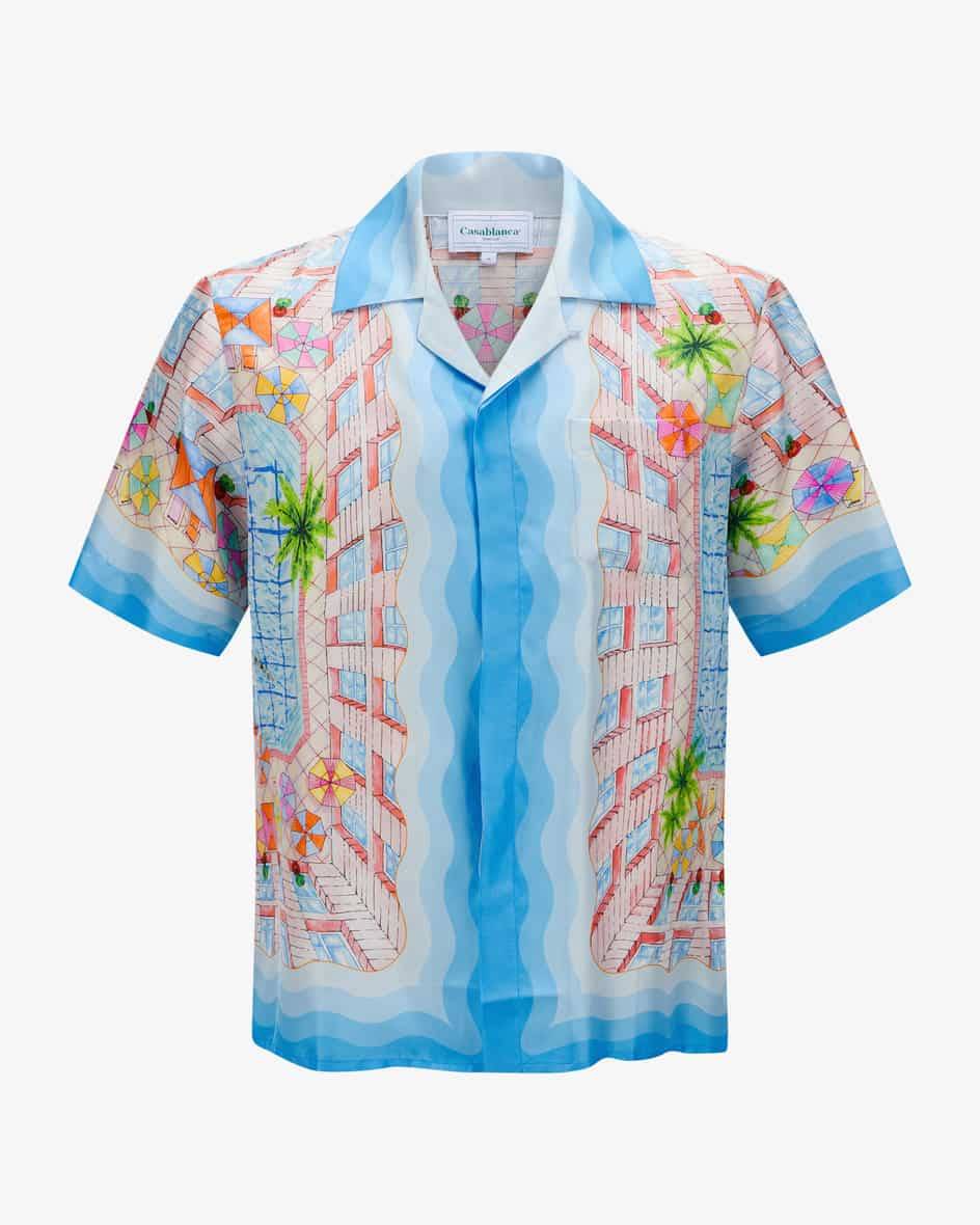 Casablanca Cuban Collar Short Sleeve Seidenhemd