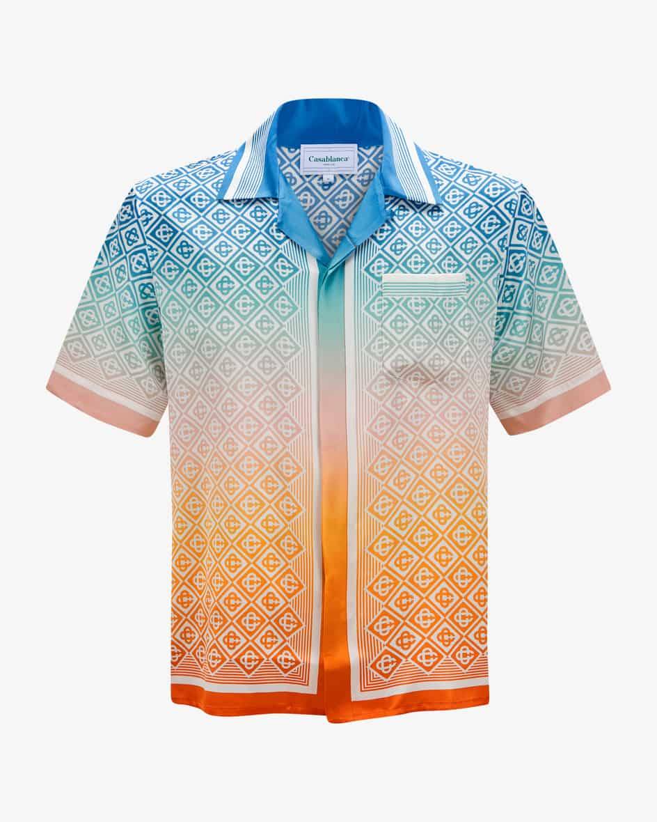 Casablanca Cuban Collar Short Sleeve Seidenhemd