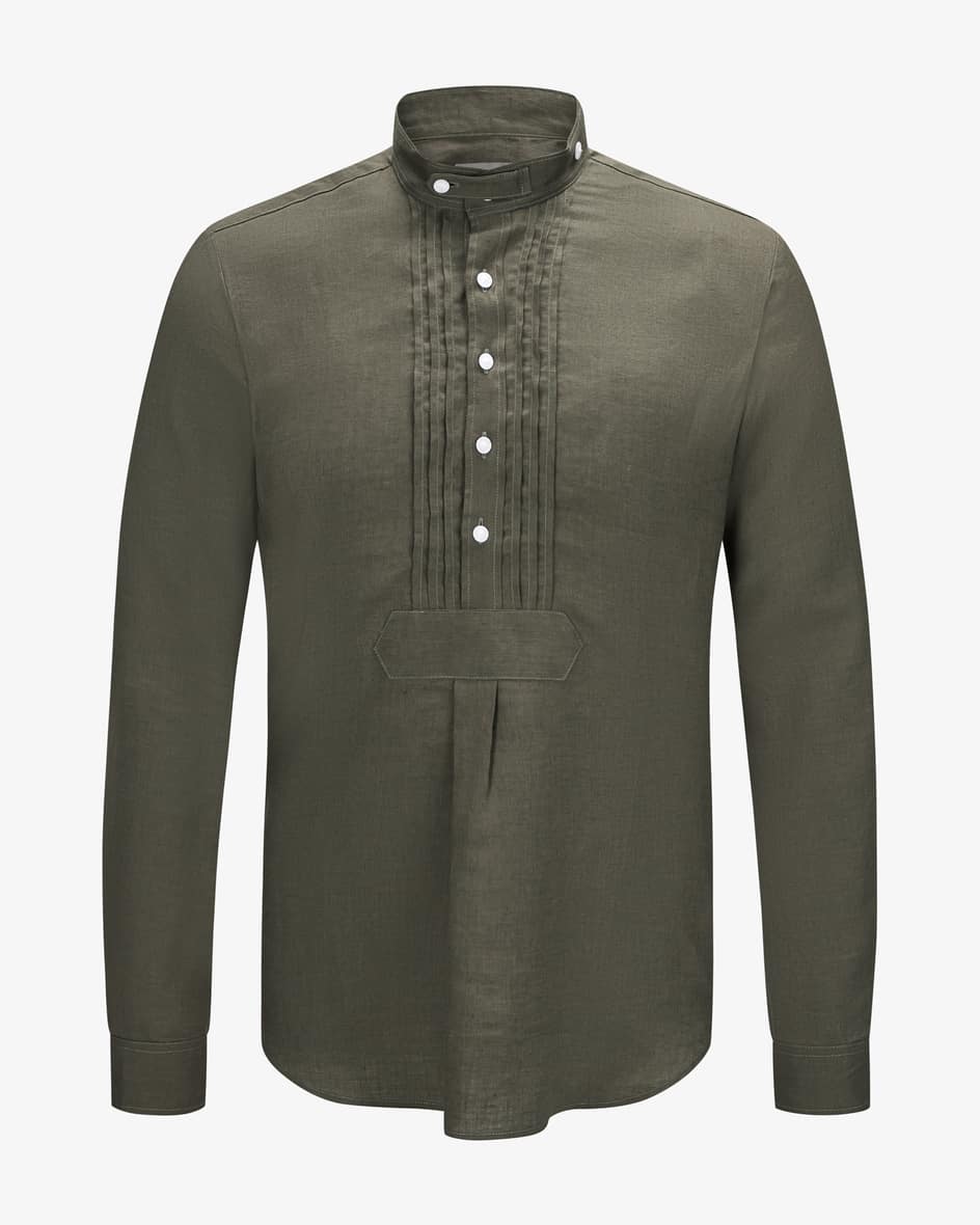 Hund sans scho Trachten-Leinenhemd Schmal