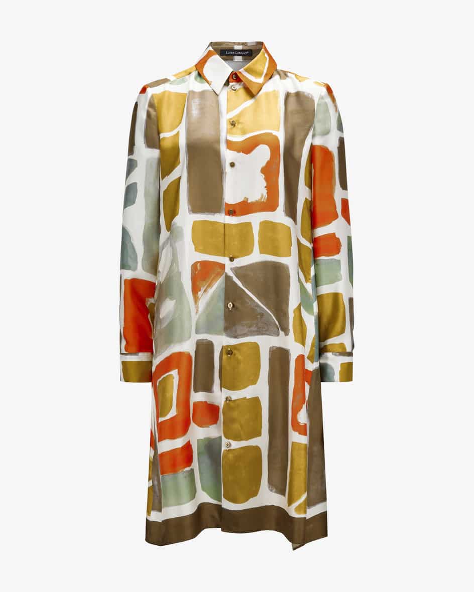 Luisa Cerano Seiden-Hemdblusenkleid