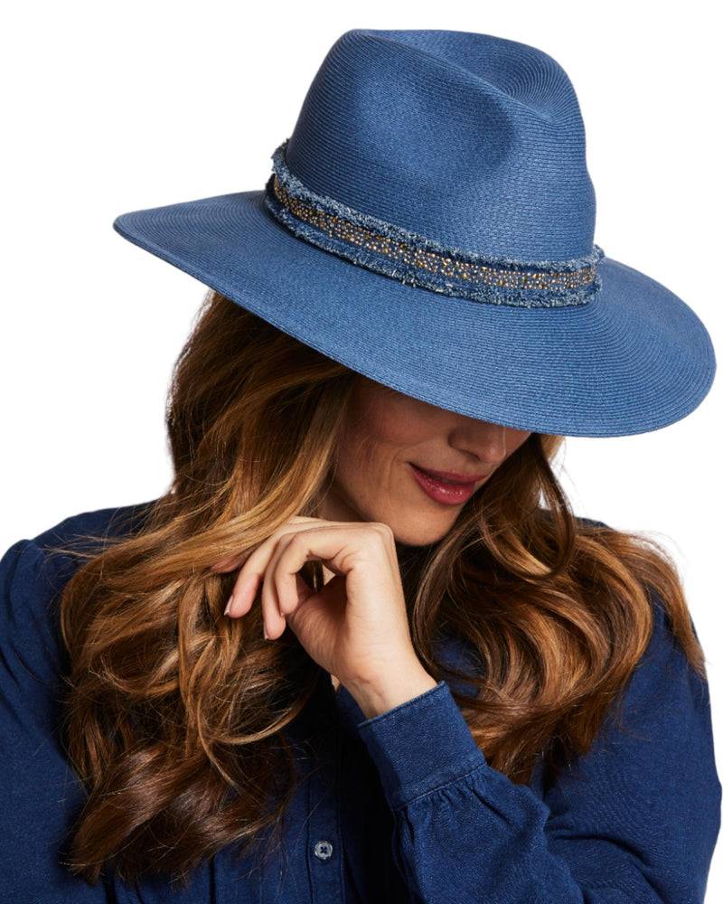 Loevenich Großer Fedora Mit Glitzersteinchen-Indigo
