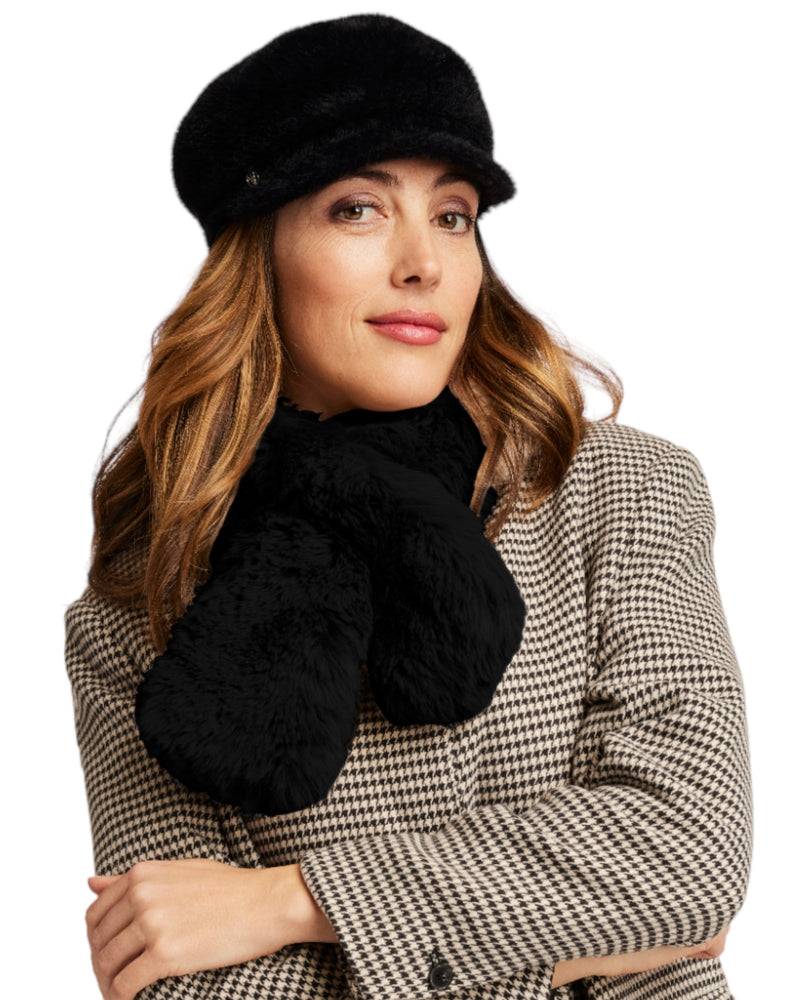 Loevenich Kunstpelzkappe und Kunstpelzschal - Schwarz