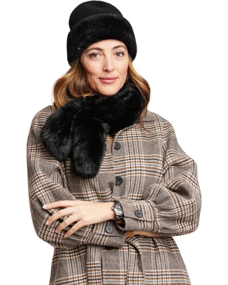 Loevenich Kunstpelzmütze Und Kunstpelzschal - Schwarz