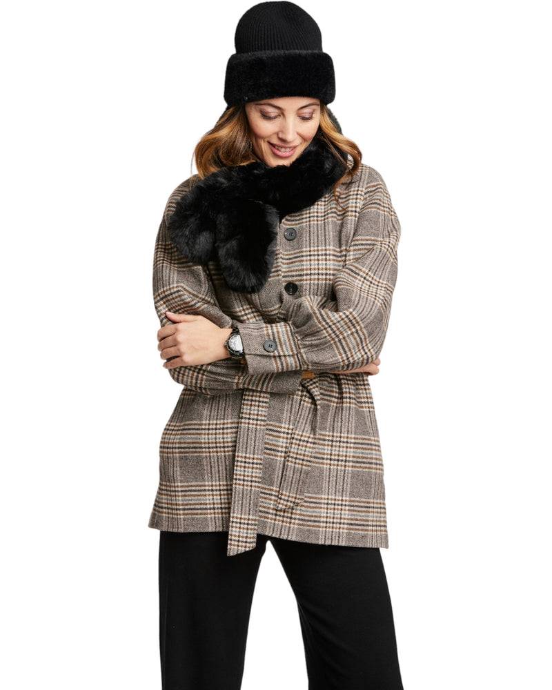 Loevenich Kunstpelzmütze und Kunstpelzschal - Schwarz