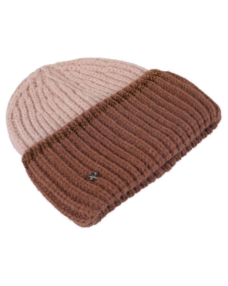 Loevenich Aufschlagmütze 2'farbig - Puder-Cognac