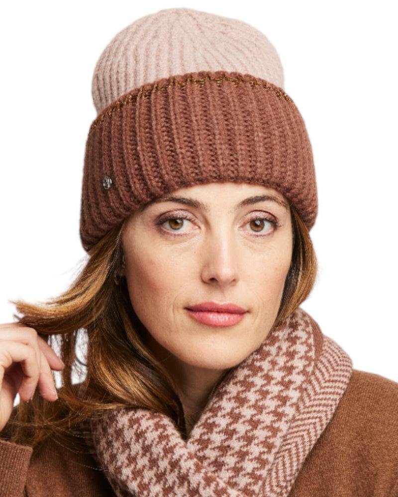 Loevenich Aufschlagmütze 2'farbig - Puder-Cognac