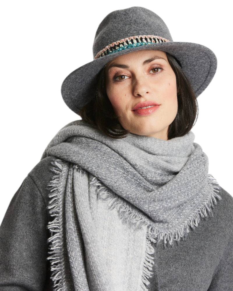 Loevenich Damen Woll-Fedora - Anthrazit Meliert